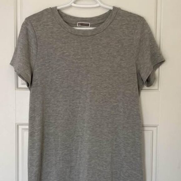 Grey T-Shirt Dress with White Ruffle Detail on Bottom Size Small - Picture 1 of 3